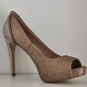 Kurt Geiger, Carvela Designer Platform Heels. Bronze/Rose gold embellished.